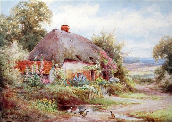 Henry Sylvester Stannard (1870-1951) Views of thatched cottages 9.5 x 13in.